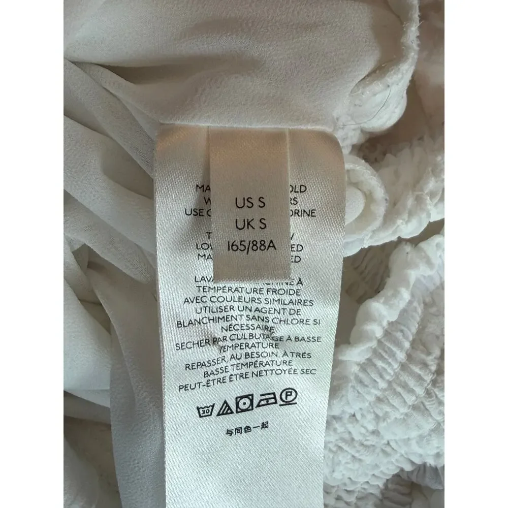 By Anthropologie Milena Burnout Velvet Wrap Blouse white ruffle cottagecore